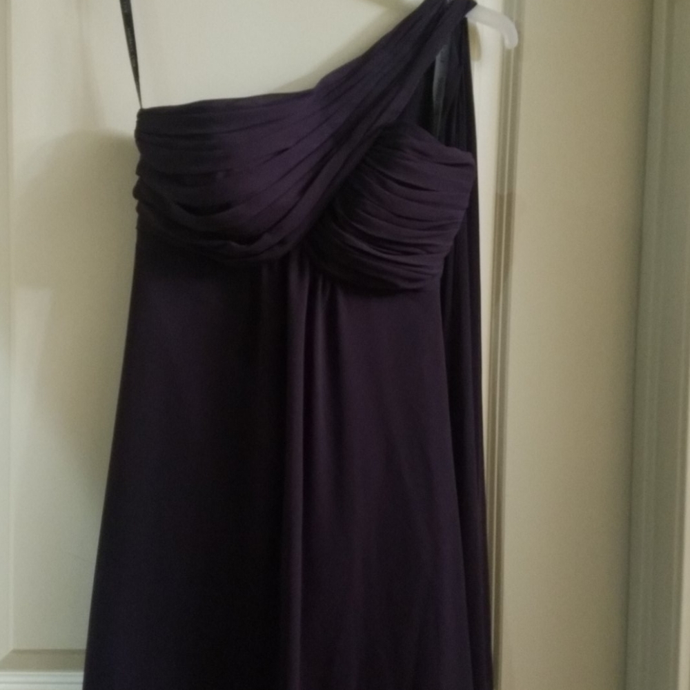 full length purple wedding prom dress